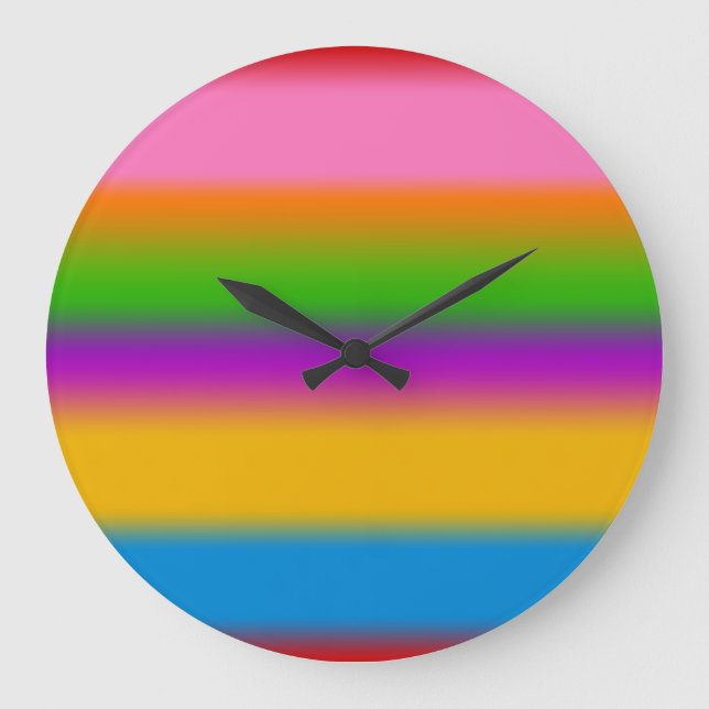 Reloj Redondo Grande Vibrantes rayas de gradiente de arcoíris multicolo (Anverso)