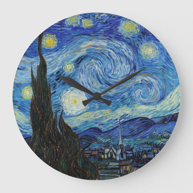 Reloj Redondo Grande Vicent Van Gogh Starry Night Vintage Bella Artes (Anverso)