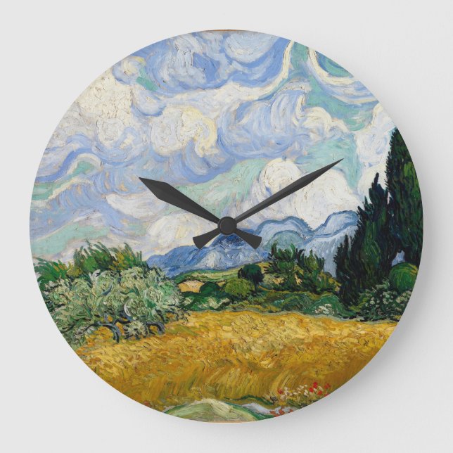 Reloj Redondo Grande Vicente Van Gogh Campo De Trigo Con Cipreses (Anverso)