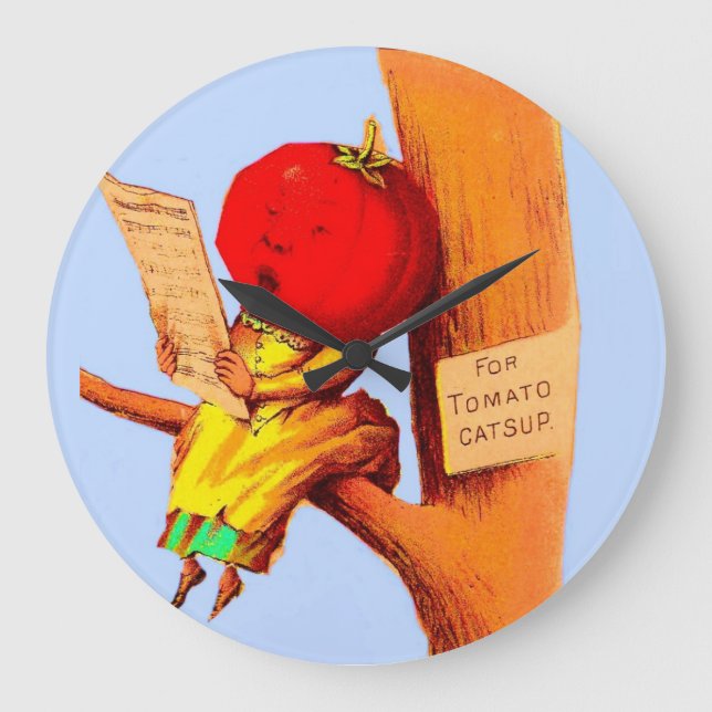 Reloj Redondo Grande Victorian trade card tomato head woman (Anverso)