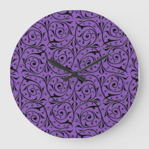 Reloj Redondo Grande Vid s abstractas que giran Púrpura y Negro