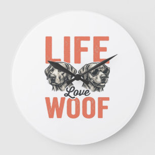 Reloj Redondo Grande Vida Antigua Amor Ladra Diseño Gráfico de Perro_1