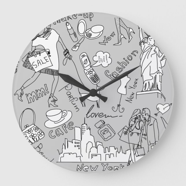 Reloj Redondo Grande Vida de Nueva York (Anverso)