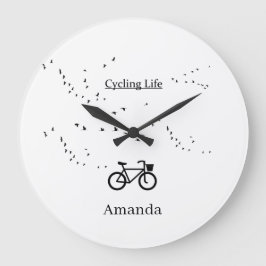 Reloj Redondo Grande Vida en bicicleta, libre como ave Reloj grande