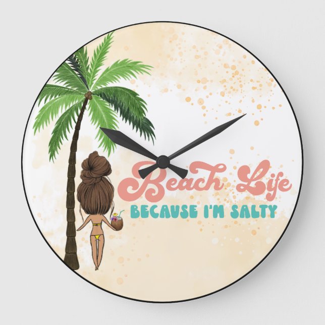 Reloj Redondo Grande Vida en la playa (Anverso)