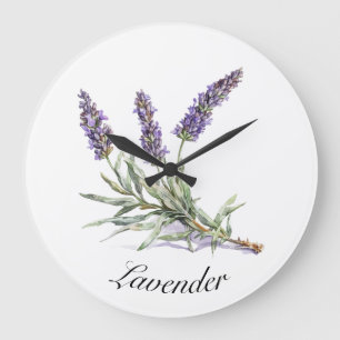 Reloj Redondo Grande Vida herbal: Lavanda, personalizable