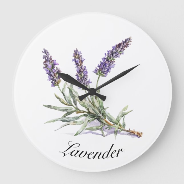 Reloj Redondo Grande Vida herbal: Lavanda, personalizable (Anverso)
