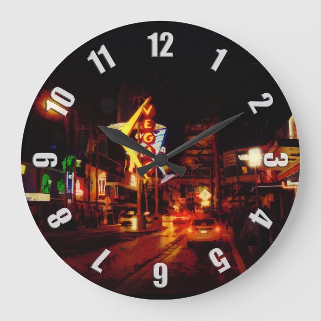 Reloj Redondo Grande Vida nocturna de Las Vegas - Las Vegas Nevada (Anverso)
