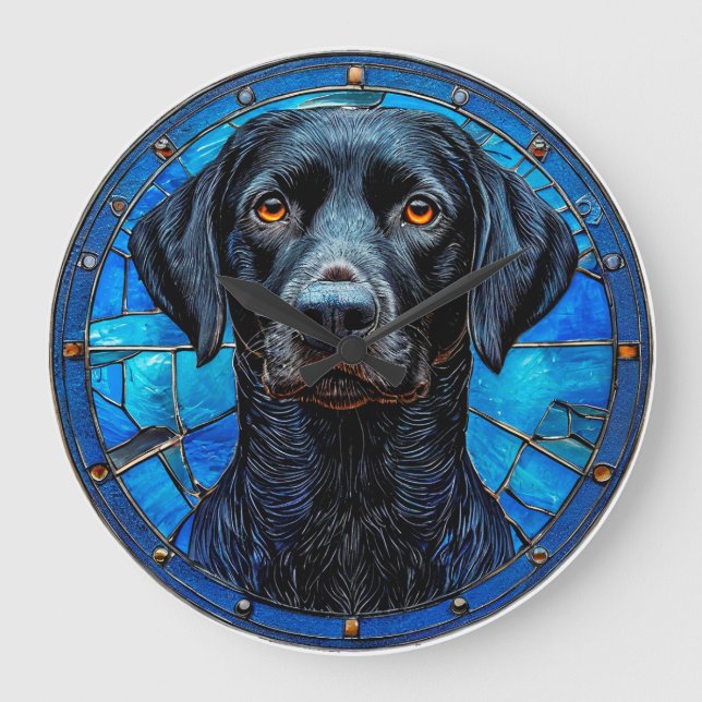 Reloj Redondo Grande Vidriera labrador (Anverso)