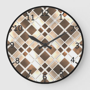 Reloj Redondo Grande Vidrio de color marrón y crema