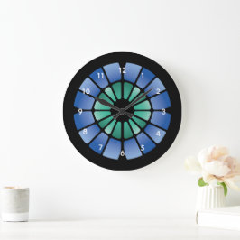 Reloj Redondo Grande Vidrio de colores (Radial - Medianoche)