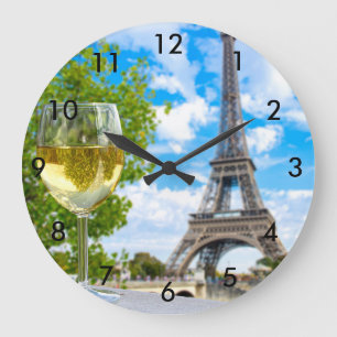 Reloj Redondo Grande Vidrio de disparo de la torre Eiffel
