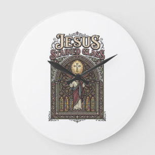 Reloj Redondo Grande Vidrio emplomado de Jesús Vidrio emplomado de Jesú