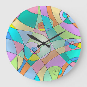 Reloj Redondo Grande Vidrio emplomado simulado colorido en pasteles