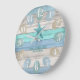 Reloj Redondo Grande Vidrio marino y madera de playa Náutica - Azul Ver (Angle)
