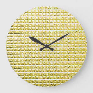 Reloj Redondo Grande Vidrio negro dorado: superficie lujosa.