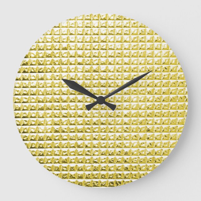 Reloj Redondo Grande Vidrio negro dorado: superficie lujosa. (Anverso)