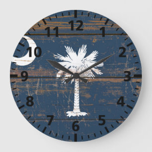 Reloj Redondo Grande Vieja bandera estatal de Carolina del Sur