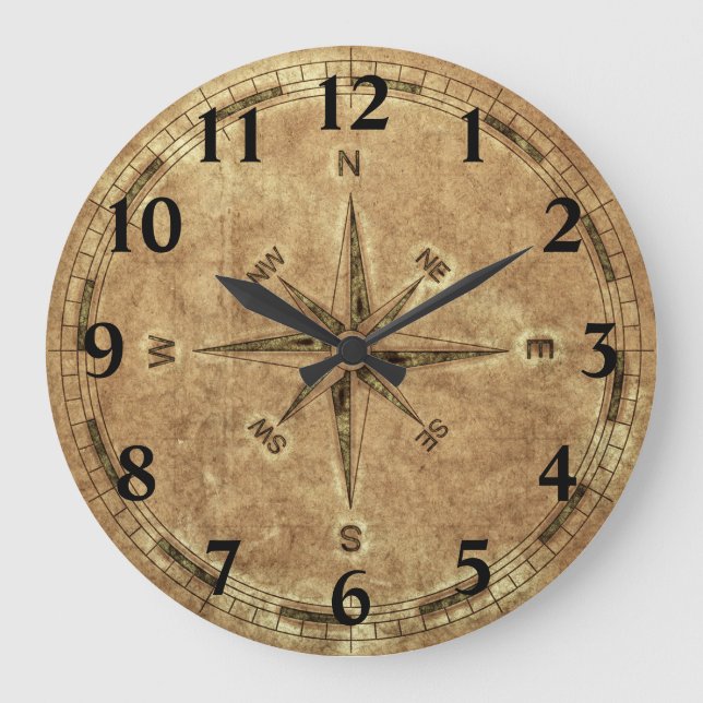 Reloj Redondo Grande Vieja brújula (Anverso)