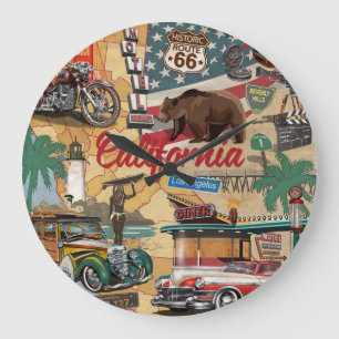 Reloj Redondo Grande Vieja California: mapa de atracciones turísticas.