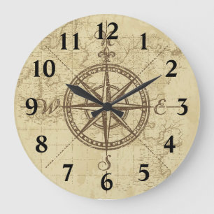 Reloj Redondo Grande Vieja combinación de mapas