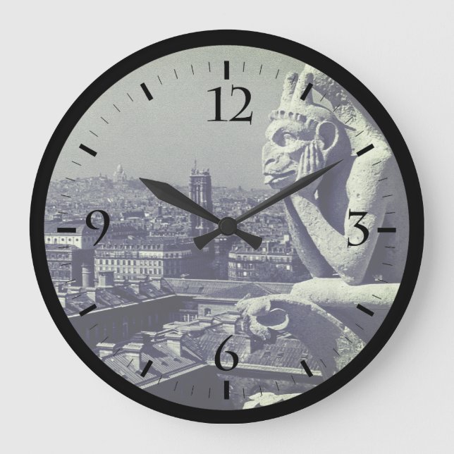 Reloj Redondo Grande Vieja Francia París Notre Dame Catedral pensadora (Anverso)