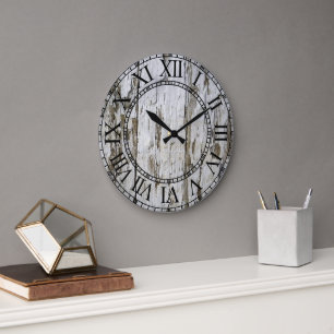 Reloj Redondo Grande Vieja Wash Barn Wood