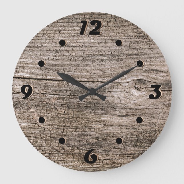 Reloj Redondo Grande Viejas tablas de madera (Anverso)