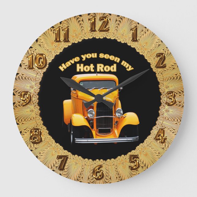 Reloj Redondo Grande Viejo automóvil descubierto amarillo con las (Anverso)
