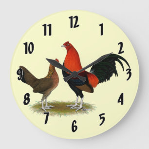 Reloj Redondo Grande Viejo juego inglés Bantams:  Par rojo BB