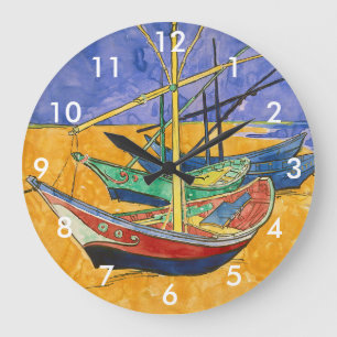 Reloj Redondo Grande Vincent van Gogh - Barcos de Pesca en la Playa
