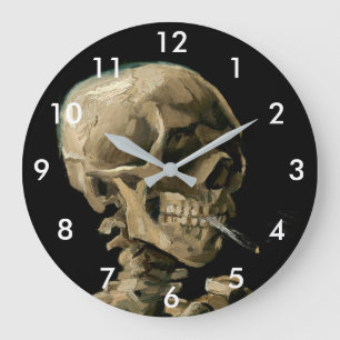 Reloj Redondo Grande Vincent van Gogh - Calavera con cigarrillo en llam
