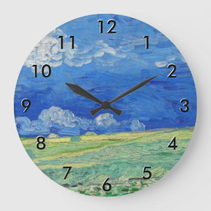 Reloj Redondo Grande Vincent van Gogh - Campos de trigo bajo nubes de t