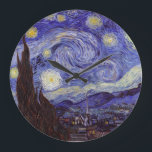 Reloj Redondo Grande Vincent Van Gogh Starry Night Vintage Bella Artes<br><div class="desc">Pintura de la noche estrellada del Bella Artes nocturno Vincent van Gogh Starry es una pintura del artista post-impresionista holandés Vincent van Gogh. El cielo azul nocturno está lleno de nubes, estrellas y una luna creciente brillante. La noche estrellada es la única noche de la serie de vistas desde la...</div>