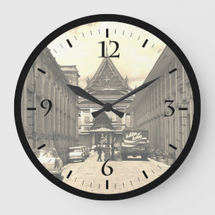 Reloj Redondo Grande Viñeta Tailandia Palacio Real Bangkok Postcard Dra