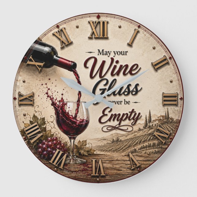 Reloj Redondo Grande Vineyard Wine Lover Decor (Anverso)