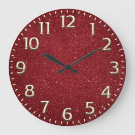 Reloj Redondo Grande Vino metálico rojo purpurina