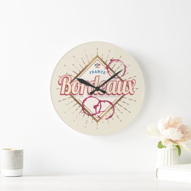 Reloj Redondo Grande Vino retro de Bordeaux Nouvelle-Aquitaine France (Hogar)