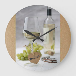 Reloj Redondo Grande Vino Sommelier Vine Lover Botella de uva Diseño