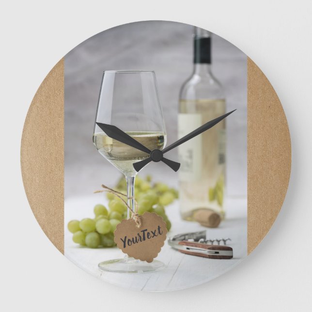 Reloj Redondo Grande Vino Sommelier Vine Lover Botella de uva Diseño (Anverso)