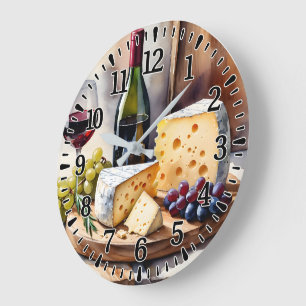 Reloj Redondo Grande Vino y Queso