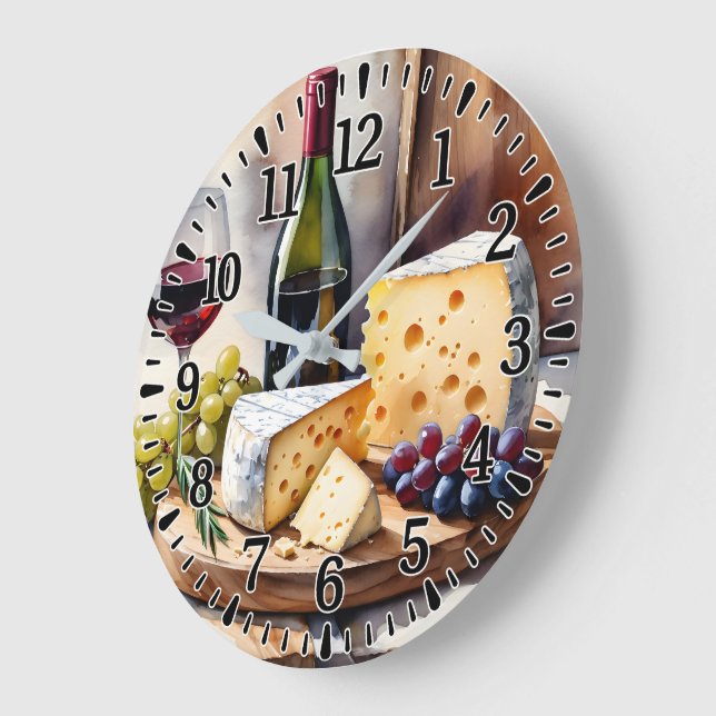 Reloj Redondo Grande Vino y Queso (Ángulo)