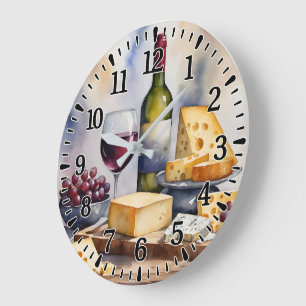 Reloj Redondo Grande Vino y Queso