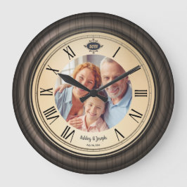 Reloj Redondo Grande vintage 50º aniversario número romano madera