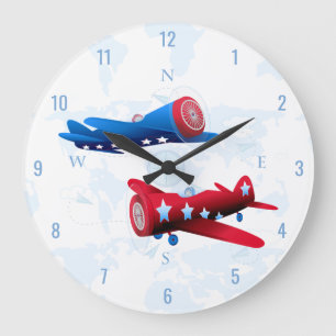 Reloj Redondo Grande Vintage Airplane Aviator Airforce