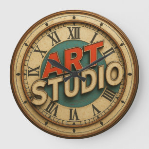 Reloj Redondo Grande Vintage art studio artist wall decor workspace