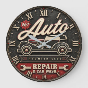 Reloj Redondo Grande Vintage Auto Repair & Car Wash