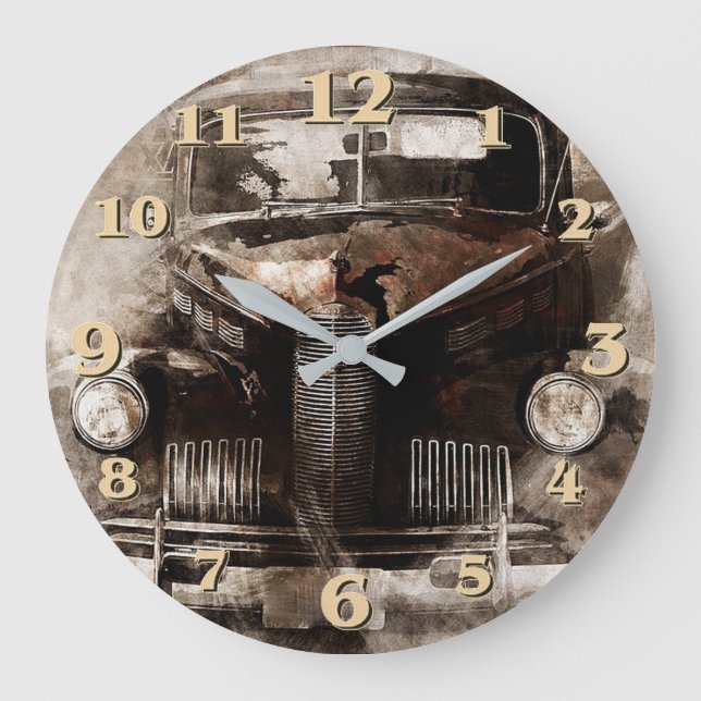 Reloj Redondo Grande Vintage Automobile (Anverso)