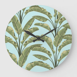 Reloj Redondo Grande Vintage Banana Leaves: Tropical Seamless.