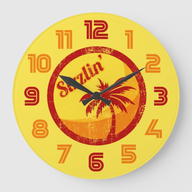 Reloj Redondo Grande Vintage Beach Sizzlin' (Anverso)
